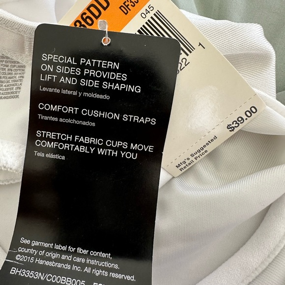 Bali NEW Live It Up Seamless Underwire Bra Petal Pattern White Size 36DD - Picture 13 of 16